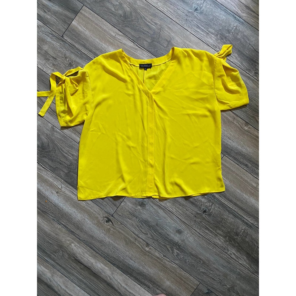 ELOQUII Short Sleeve Yellow Blouse Sz 22 - Picture 5 of 5